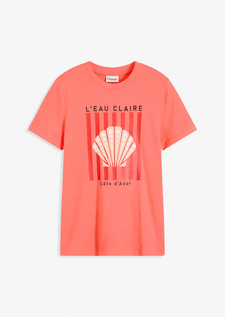 T-shirt από καθαρό βαμβάκι-Σομόν ανοιχτό-bonprix