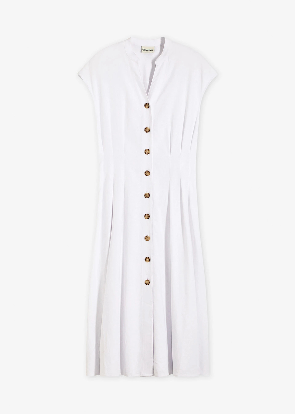 Φόρεμα midi από ελαφρύ σύμμεικτο λινό-Λευκό-bonprix