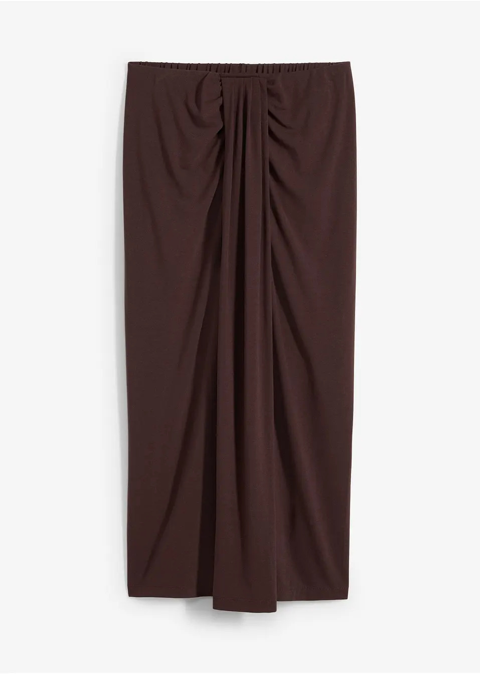 Φούστα ζέρσεϊ με άνετο ζωνάκι-Καφέ σκούρο-bonprix