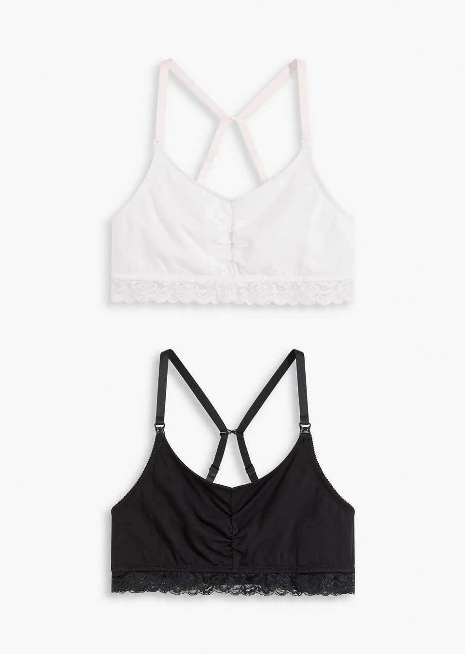 Сутиен за кърмене без банели с био памук (опаковка с 2 бр.)-Черно/Кремаво бяло-bonprix