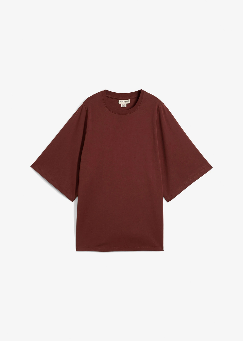 Μπλούζα oversized από καθαρό βιολογικό βαμβάκι με φαρδιά μανίκια-Καφέ σκούρο-bonprix