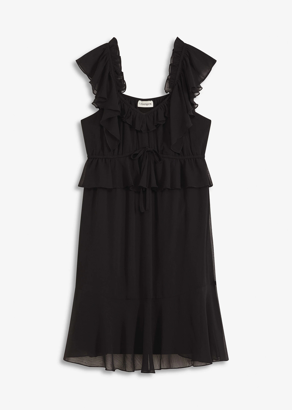 Εβαζέ φόρεμα από σιφόν-Μαύρο-bonprix