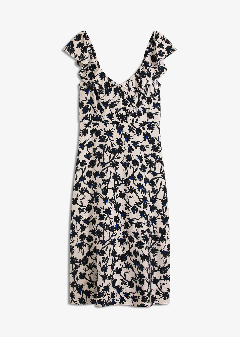 Φόρεμα midi-Λευκό κρεμ/Μαύρο/Μπλε μωβ-bonprix