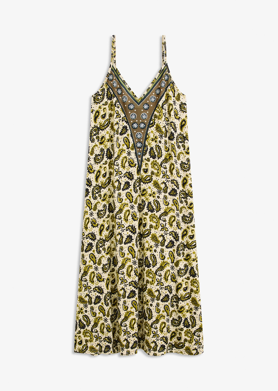 Φόρεμα με τιράντες από μαλακή σύμμεικτη βισκόζη-Πράσινο λαδί-bonprix