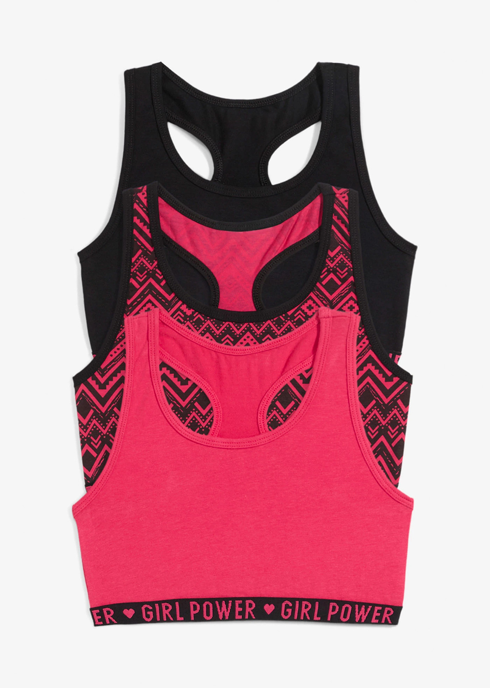 Σουτιέν μπουστάκι από βιολογικό βαμβάκι (συσκευασία των 3)-Μαύρο/Του ιβίσκου εμπριμέ-bonprix