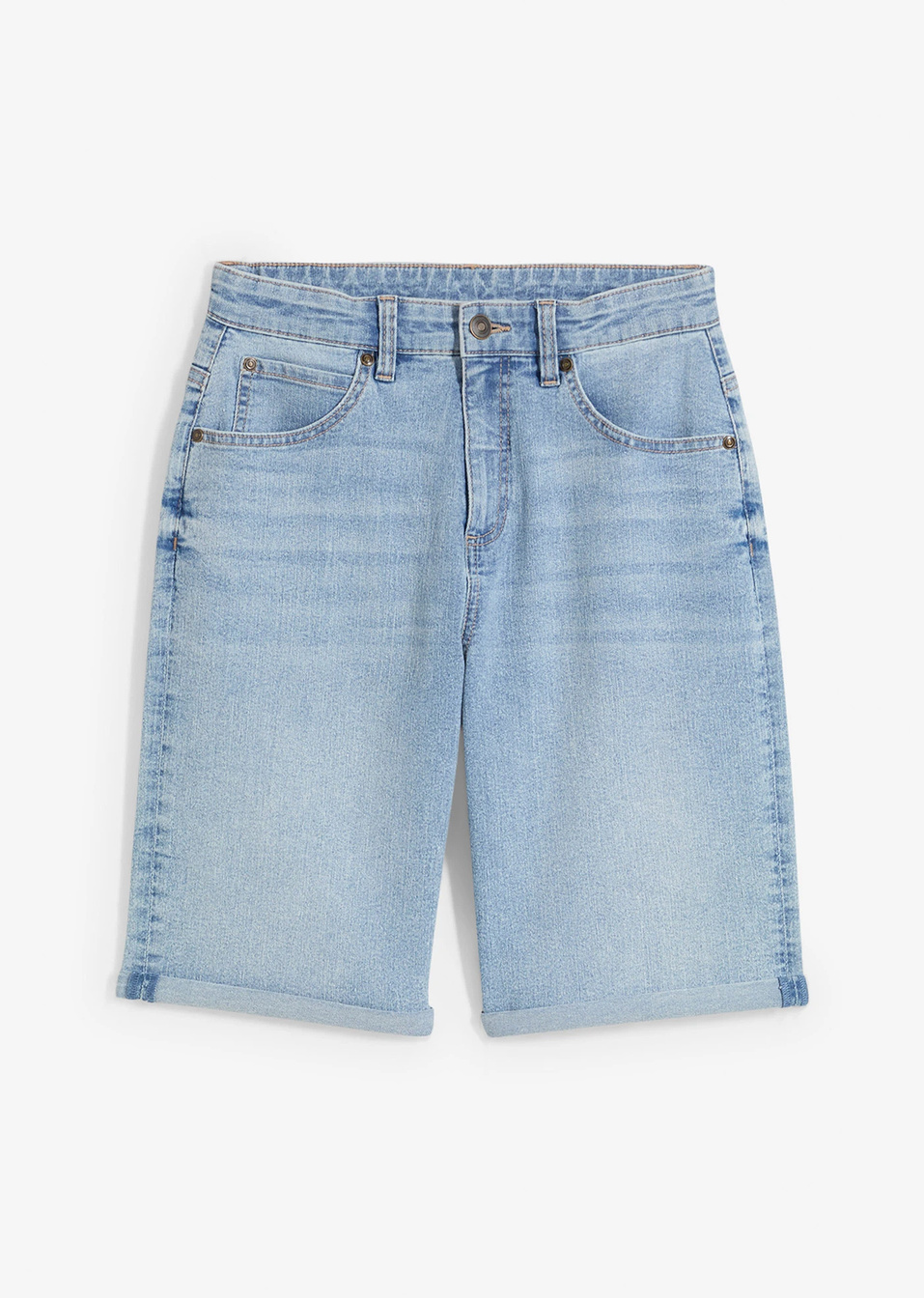 Ελαστική τζιν βερμούδα, loose fit-Γαλάζιο denim-bonprix