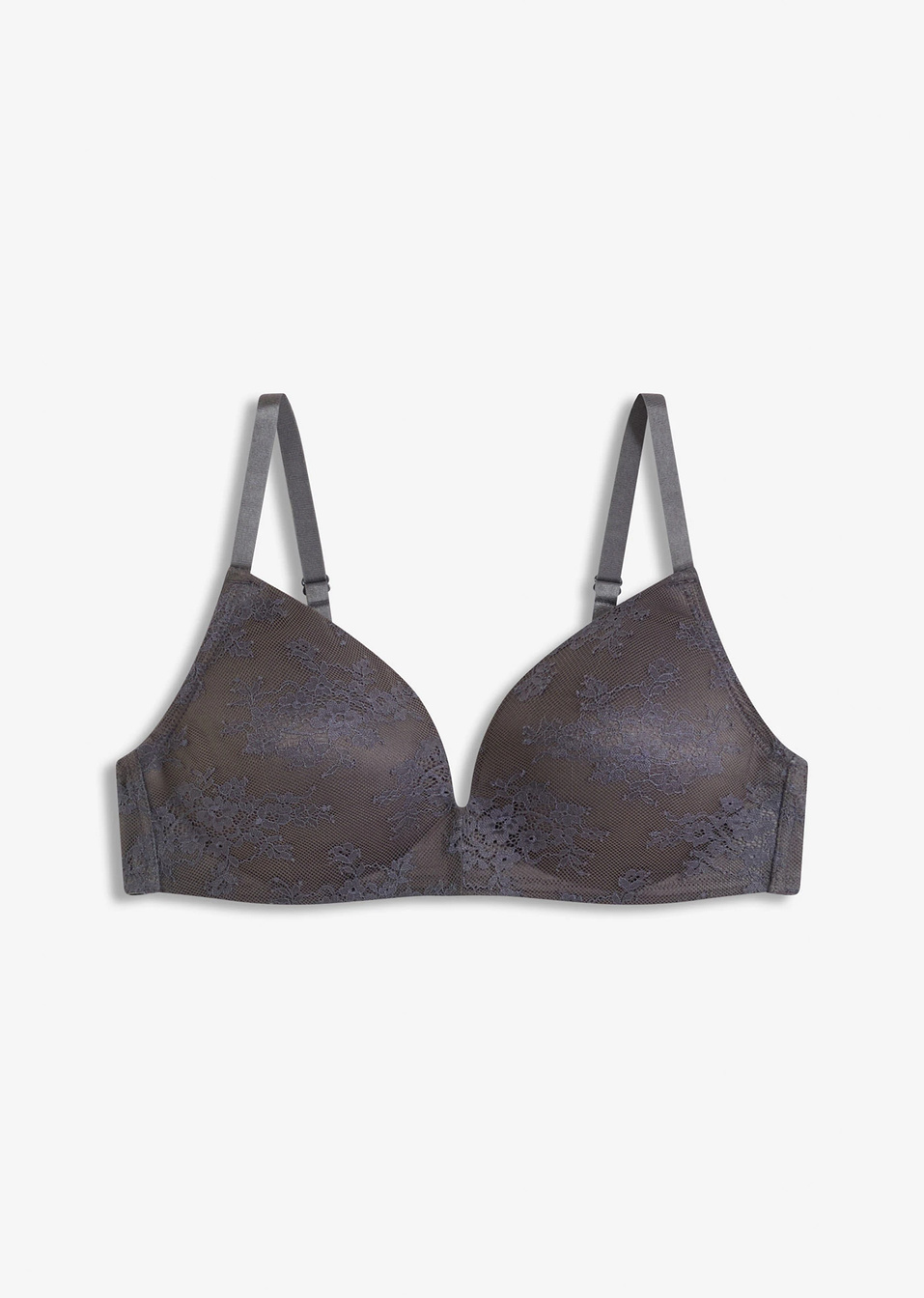 Σουτιέν με σταθερές κουπ χωρίς μπανέλα με κομψή δαντέλα-Γκρι του σχιστόλιθου-bonprix