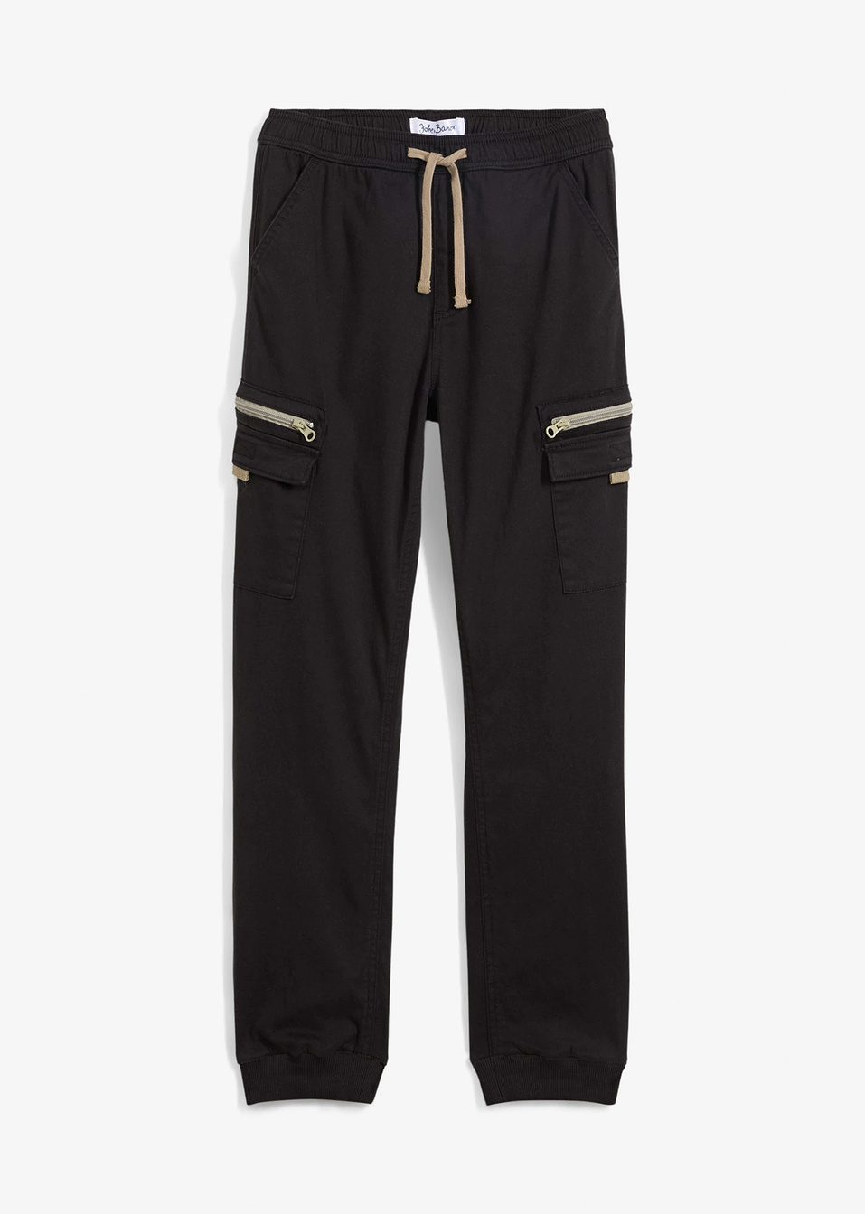 Ελαστικό παντελόνι cargo, regular fit-Μαύρο-bonprix