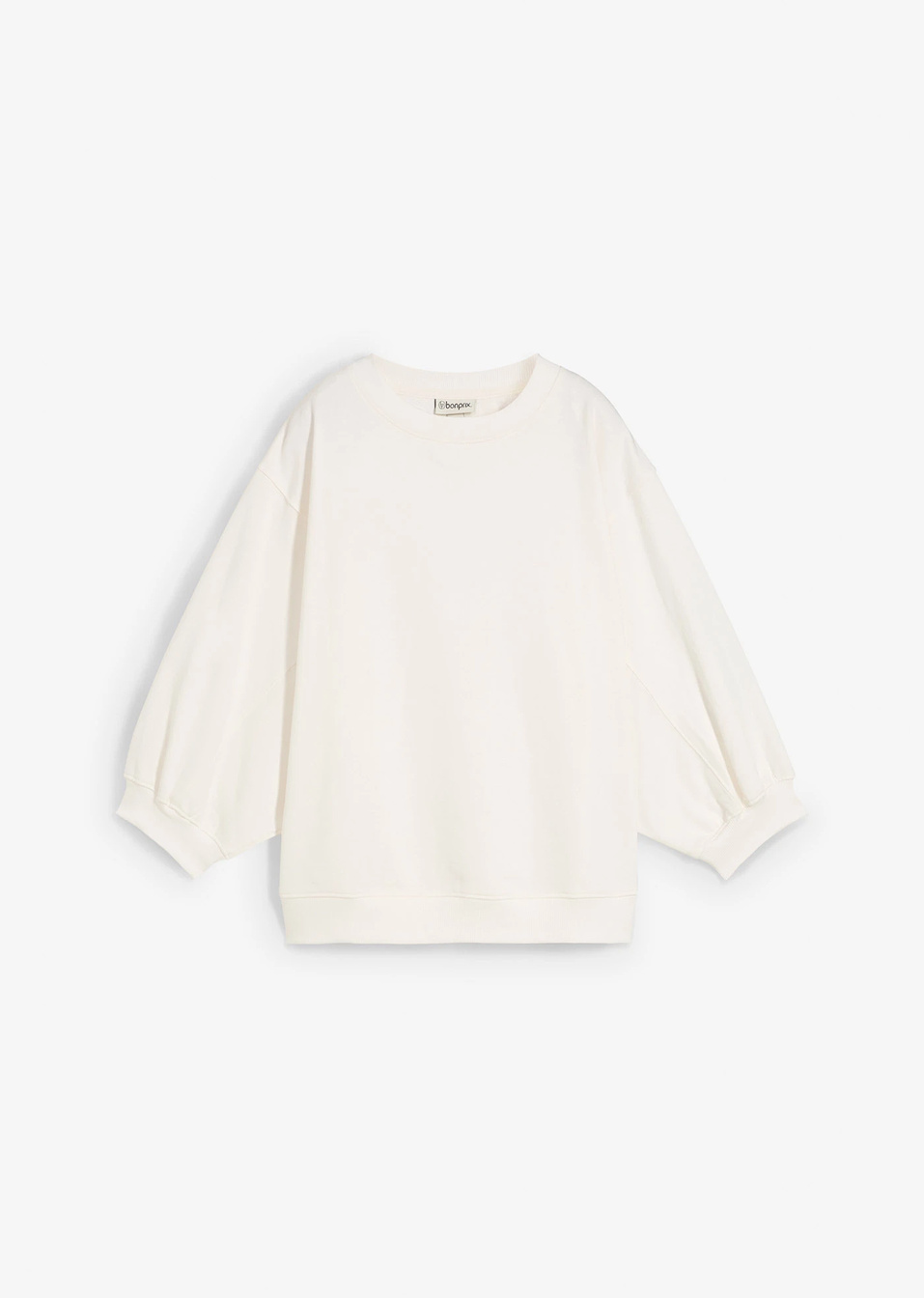 Φούτερ oversized από καθαρό βαμβάκι-Λευκό κρεμ-bonprix