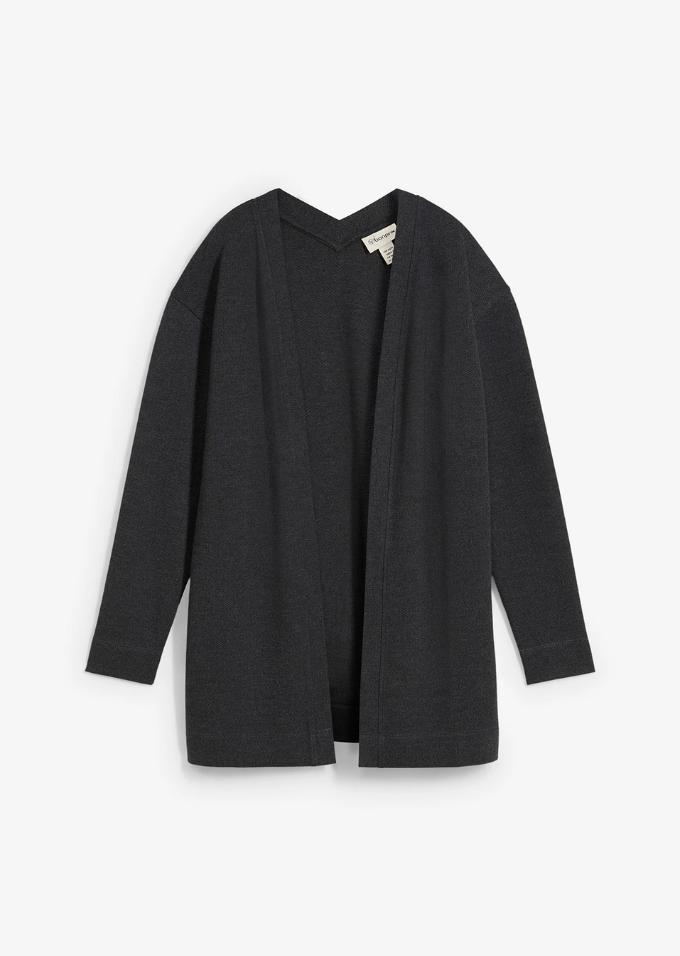 Μακριά ζακέτα φούτερ από μαλακό σύμμεικτο βαμβάκι-Ανθρακί μελανζέ-bonprix