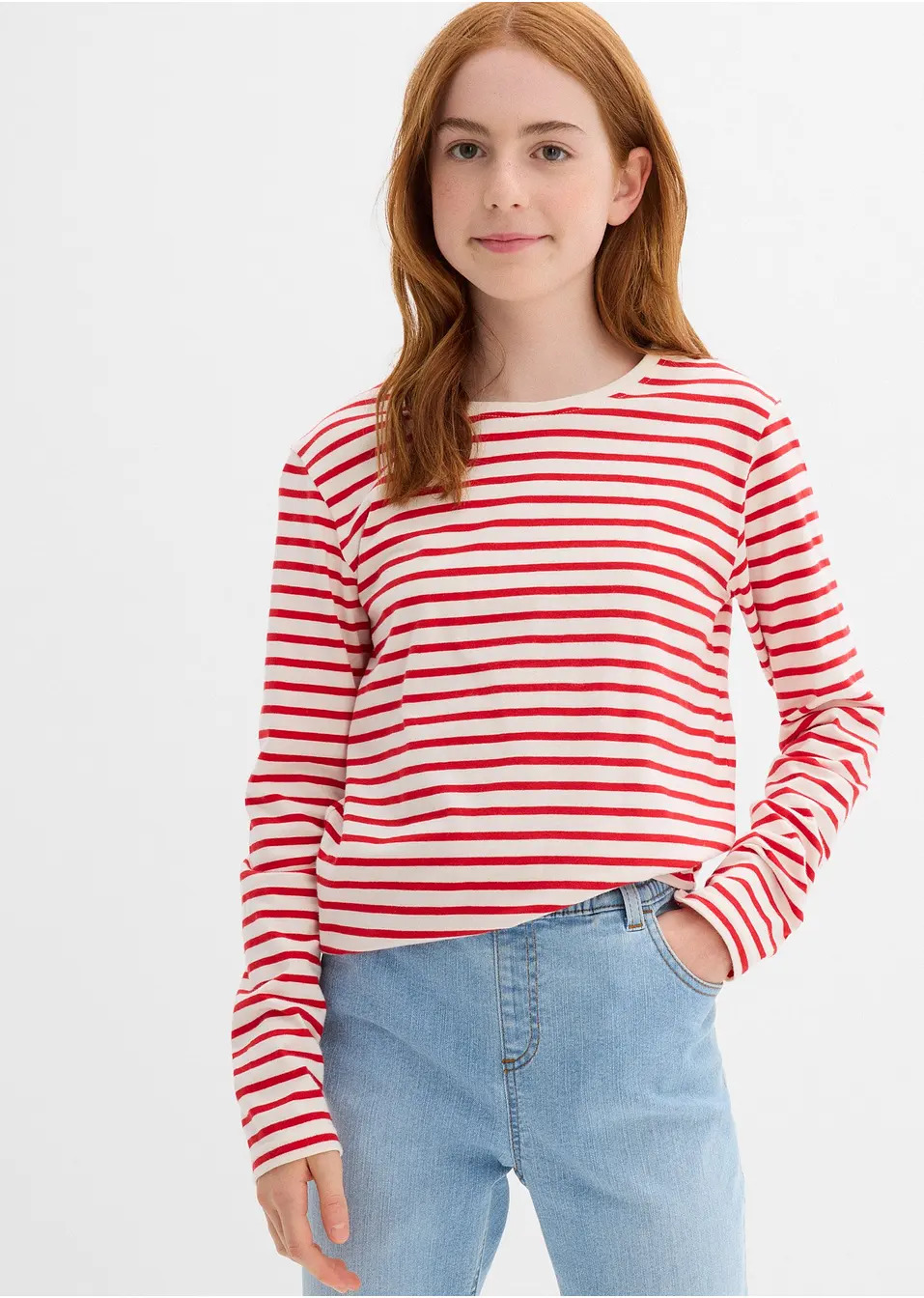 Μακρυμάνικη μπλούζα από καθαρό βιολογικό βαμβάκι (συσκευασία των 3)-bonprix