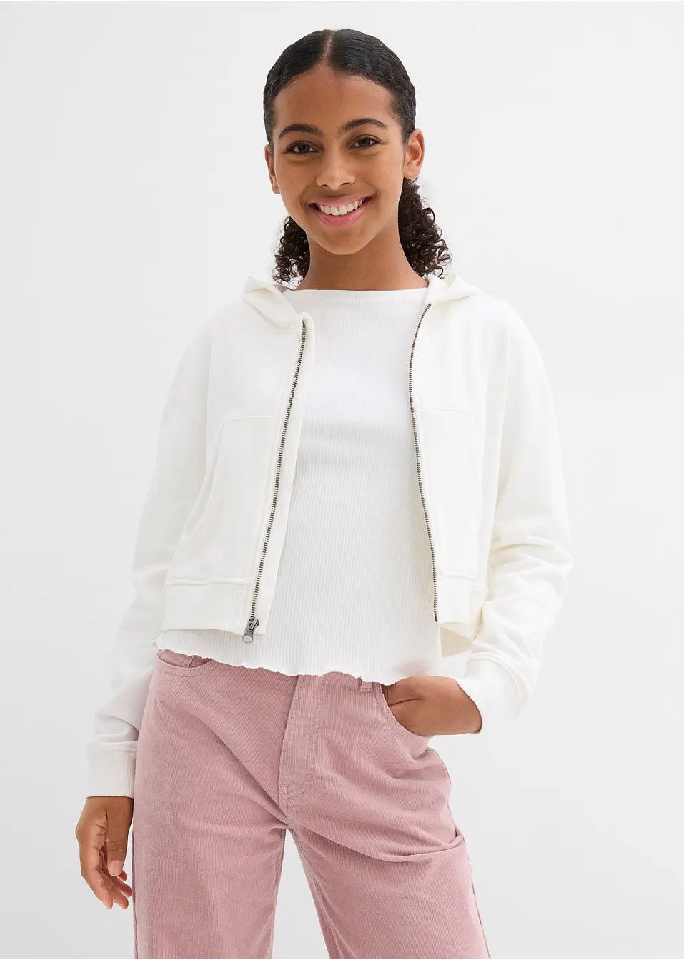 Ζακέτα φούτερ με κουκούλα από καθαρό βιολογικό βαμβάκι-bonprix