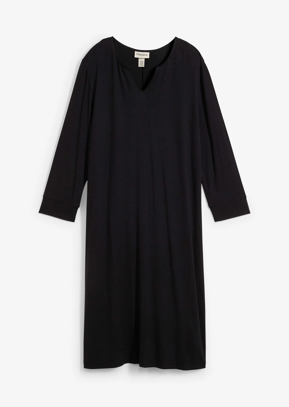 Φόρεμα ζέρσεϊ από χυτή βισκόζη-Μαύρο-bonprix