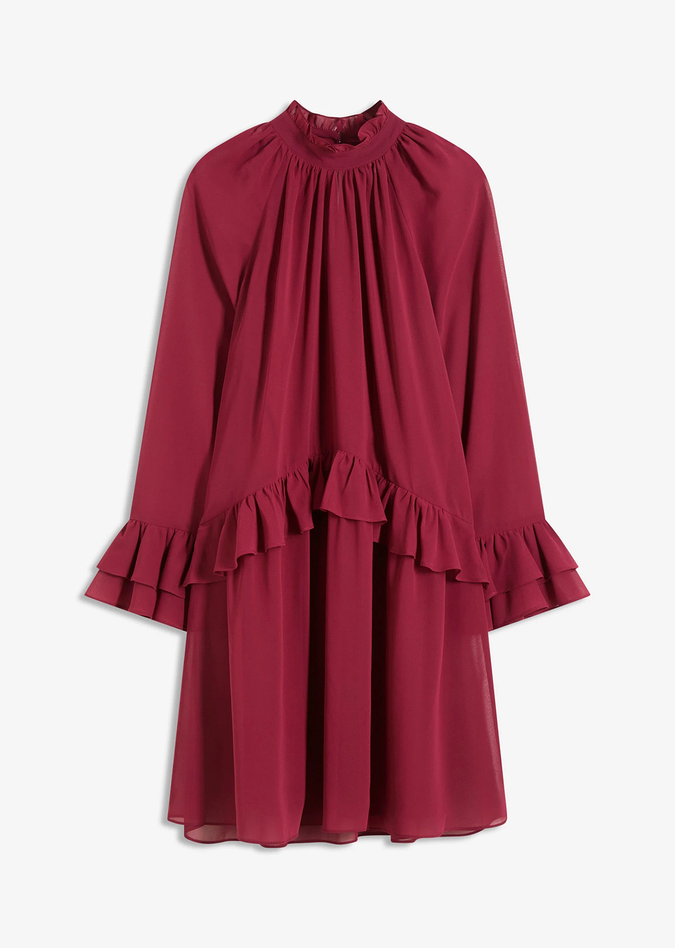 Φόρεμα από σιφόν με βολάν-Πορφυρό-bonprix