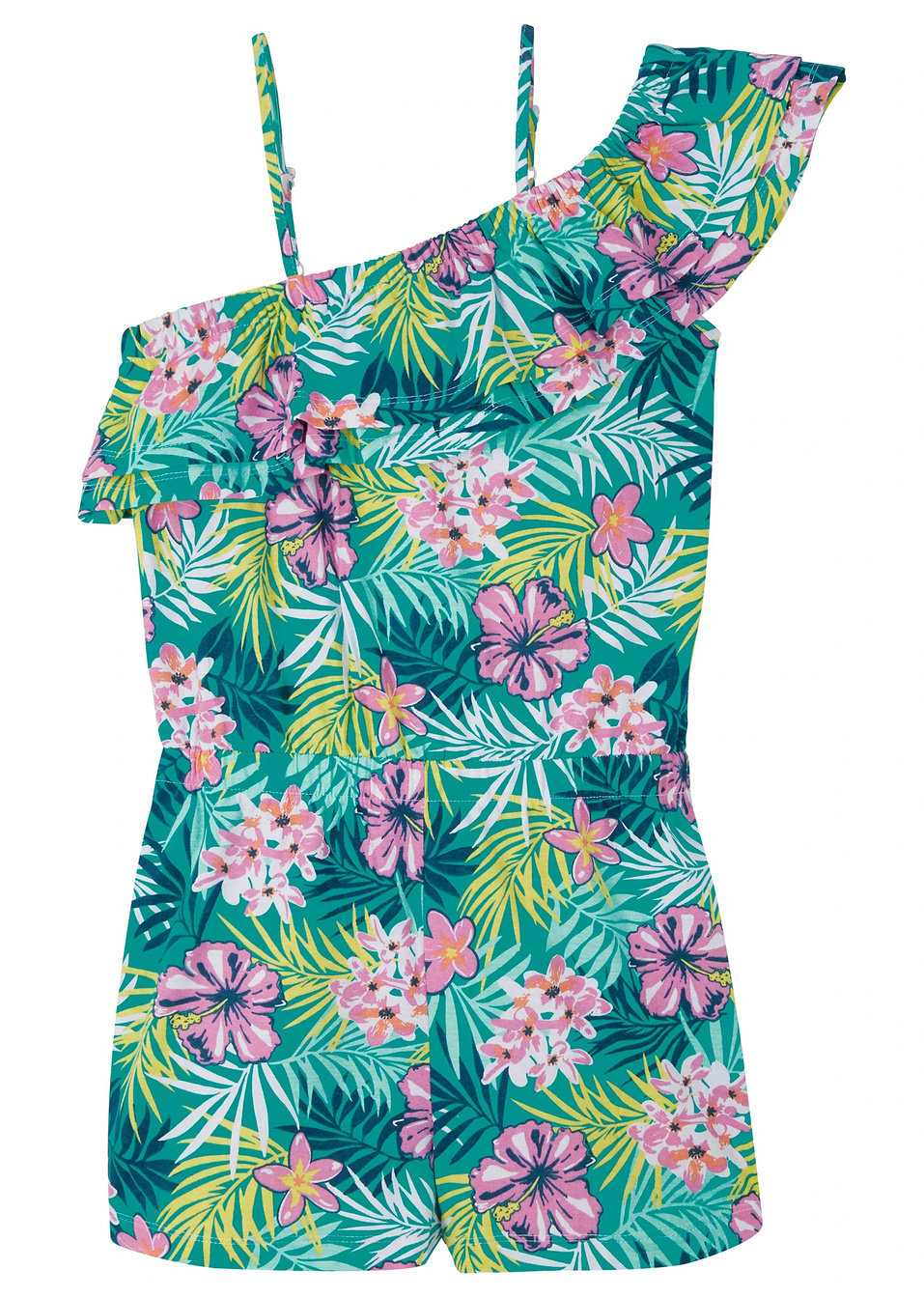 Къс гащеризон с едно рамо от чист био памук-Изумрудено зелено-bonprix