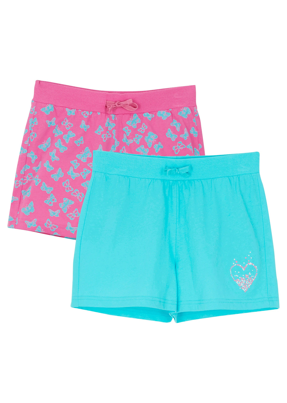 Σορτς από καθαρό βιολογικό βαμβάκι (συσκευασία των 2)-Θαλασσί + Φούξια-bonprix