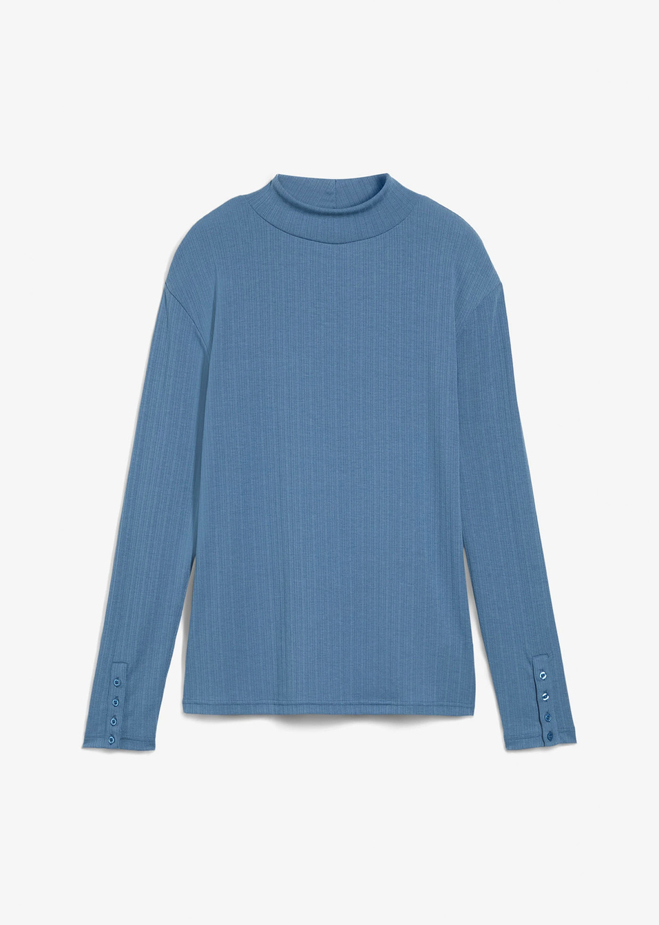 Μακρυμάνικη μπλούζα ριμπ-Πετρόλ-bonprix