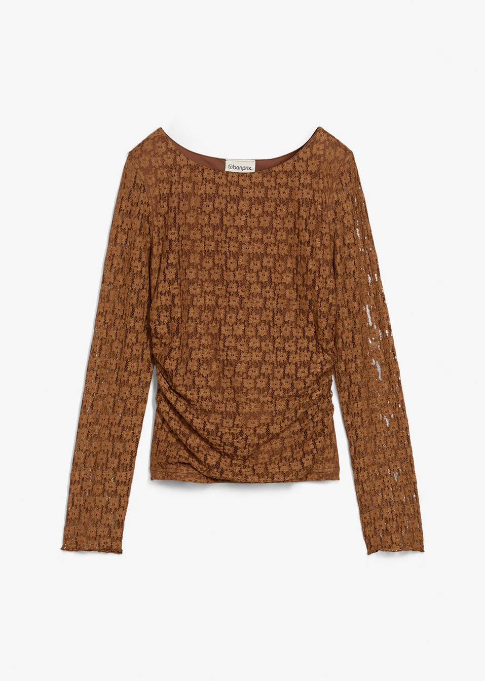 Μακρυμάνικη δαντελένια μπλούζα-Της καραμέλας-bonprix