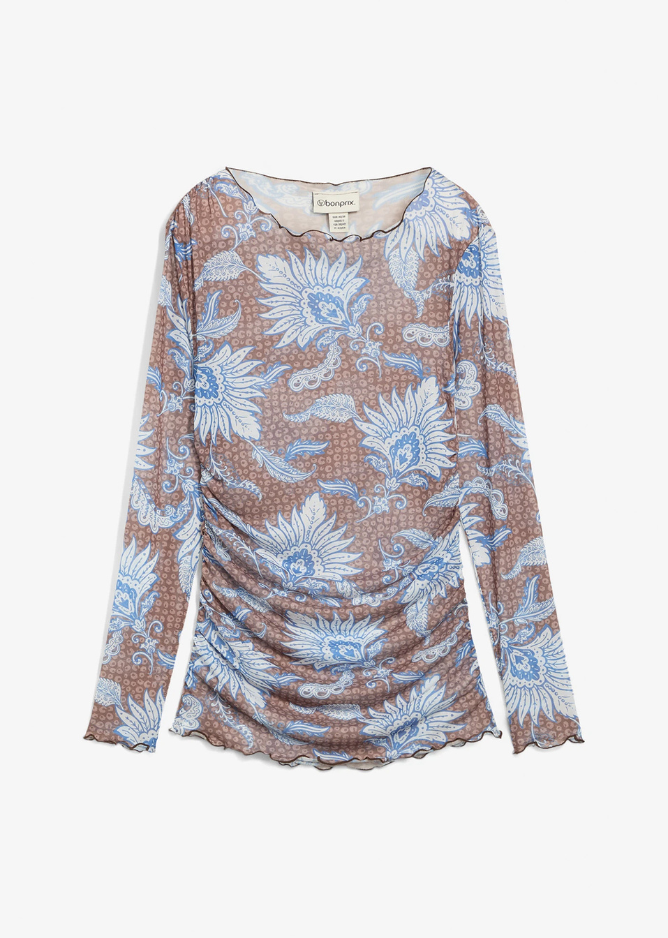 Μακρυμάνικη μπλούζα από mesh-Της καραμέλας-bonprix