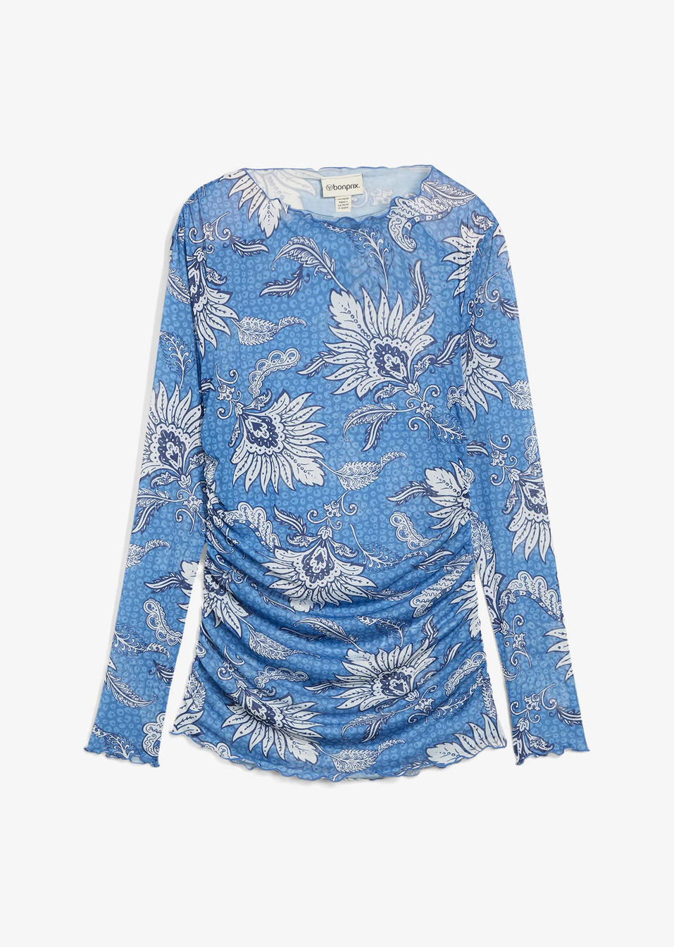 Μακρυμάνικη μπλούζα από mesh-Πετρόλ-bonprix