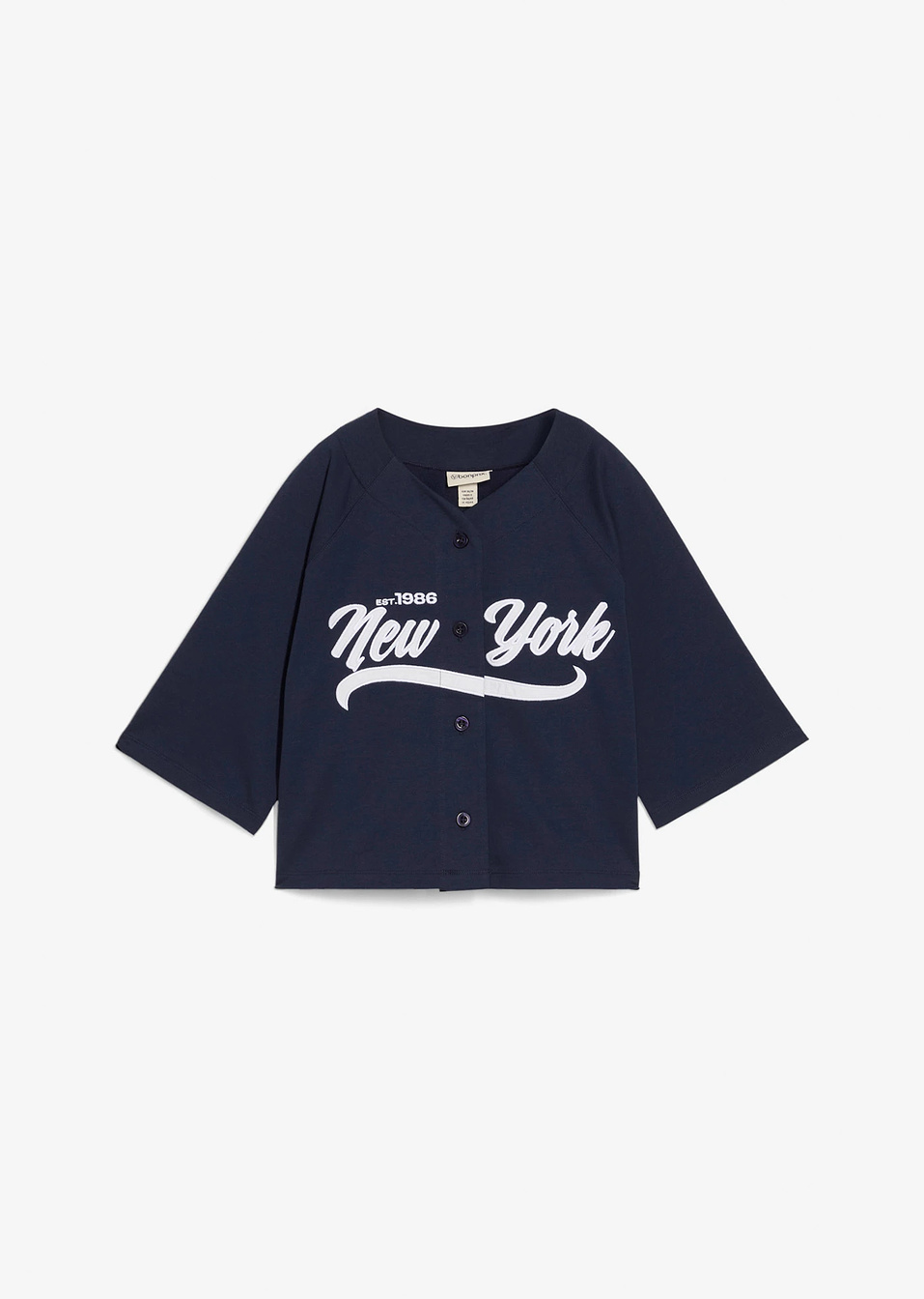 Φούτερ oversized από μαλακό σύμμεικτο βαμβάκι-Μπλε σκούρο/Λευκό-bonprix