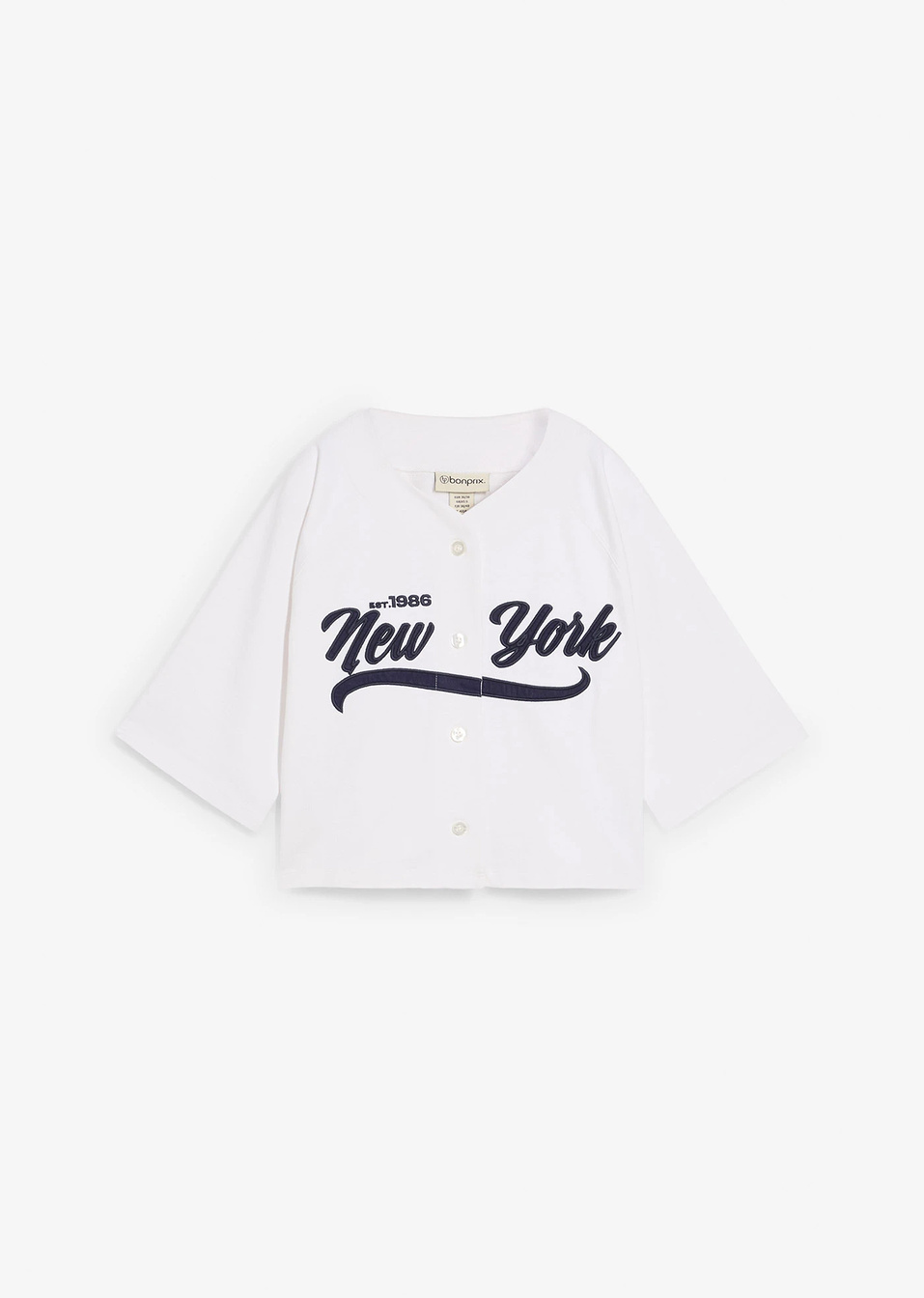 Φούτερ oversized από μαλακό σύμμεικτο βαμβάκι-Λευκό/Μπλε σκούρο-bonprix