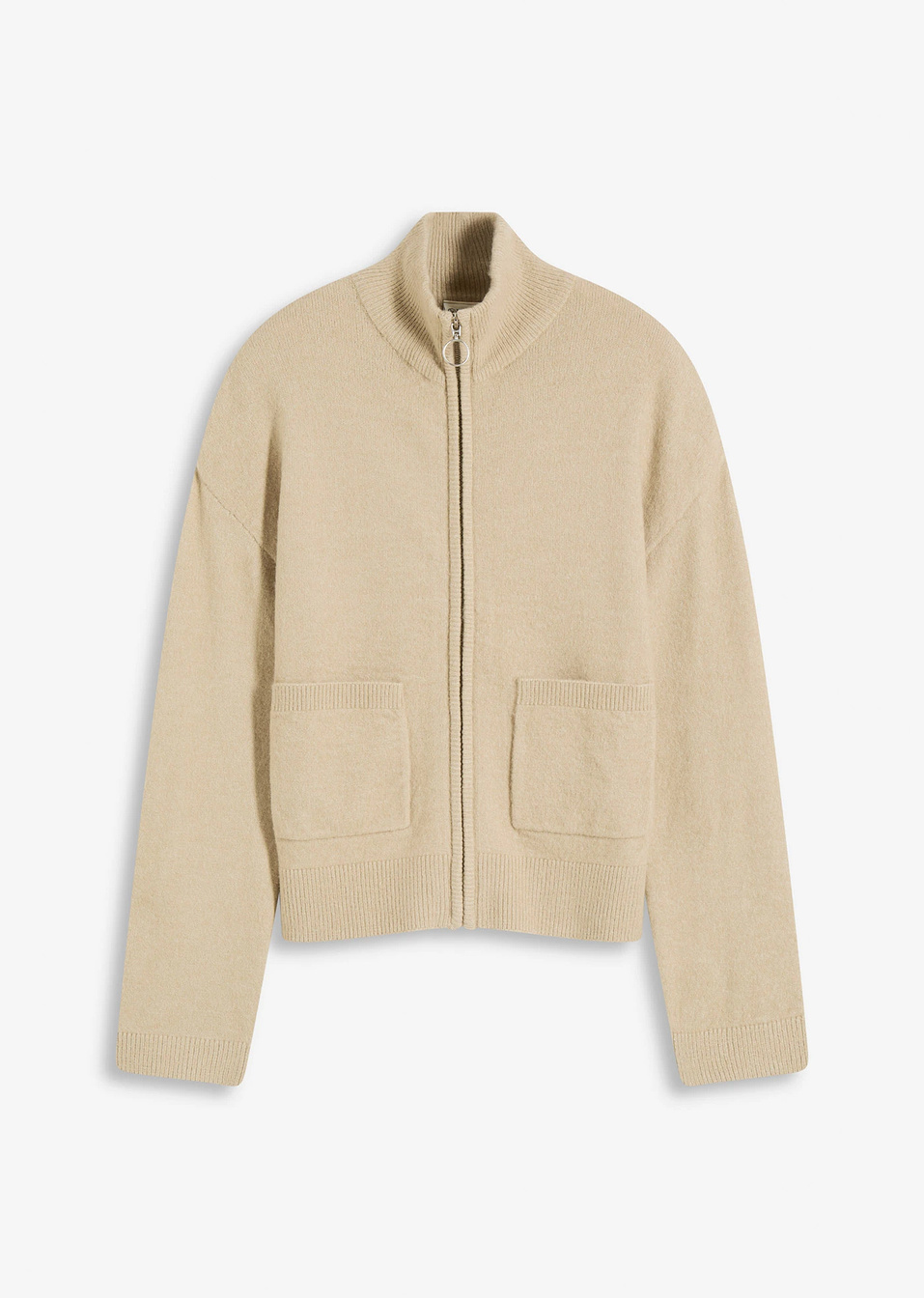 Ζακέτα με φερμουάρ-Πράσινο του καλαμιού-bonprix