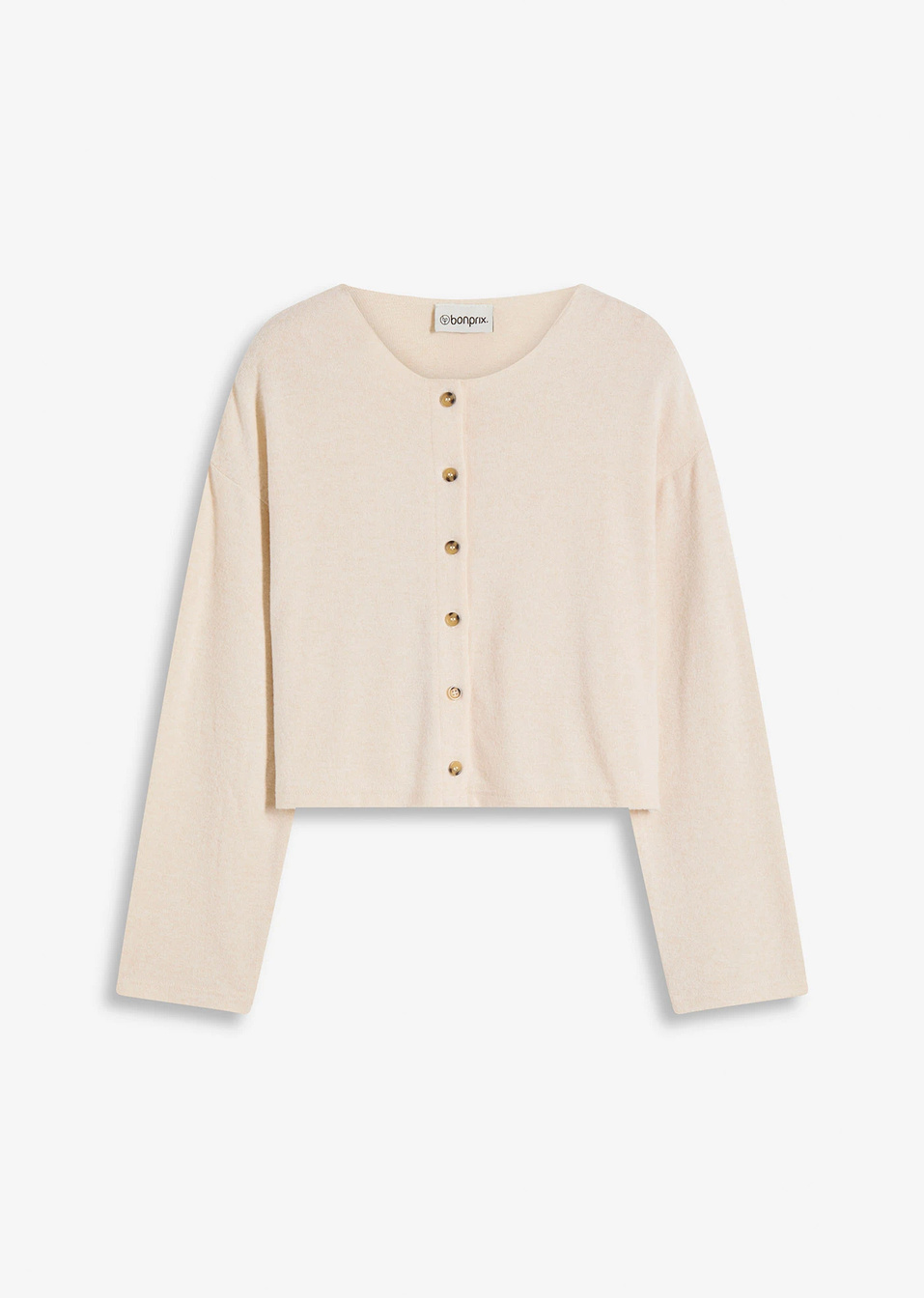 Ζακέτα από λεπτό νήμα ριμπ-Μπεζ του χαλικιού μελανζέ-bonprix