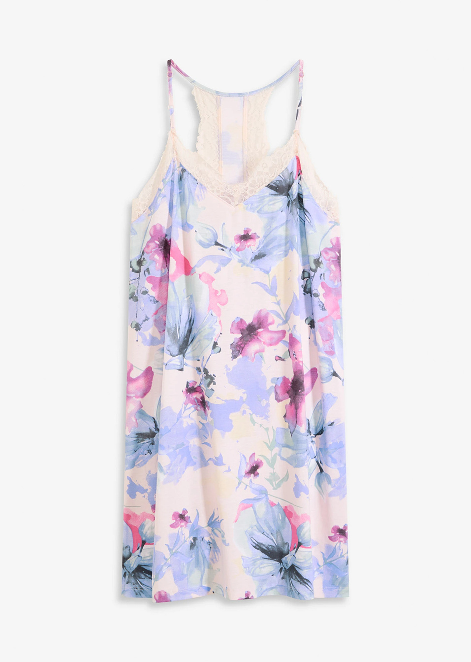 Κοντό νυχτικό από μαλακή σύμμεικτη βισκόζη-Ροζ ανοιχτό φλοράλ-bonprix