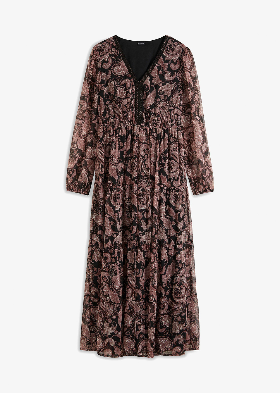 Μακρύ εμπριμέ φόρεμα-Μαύρο paisley-bonprix