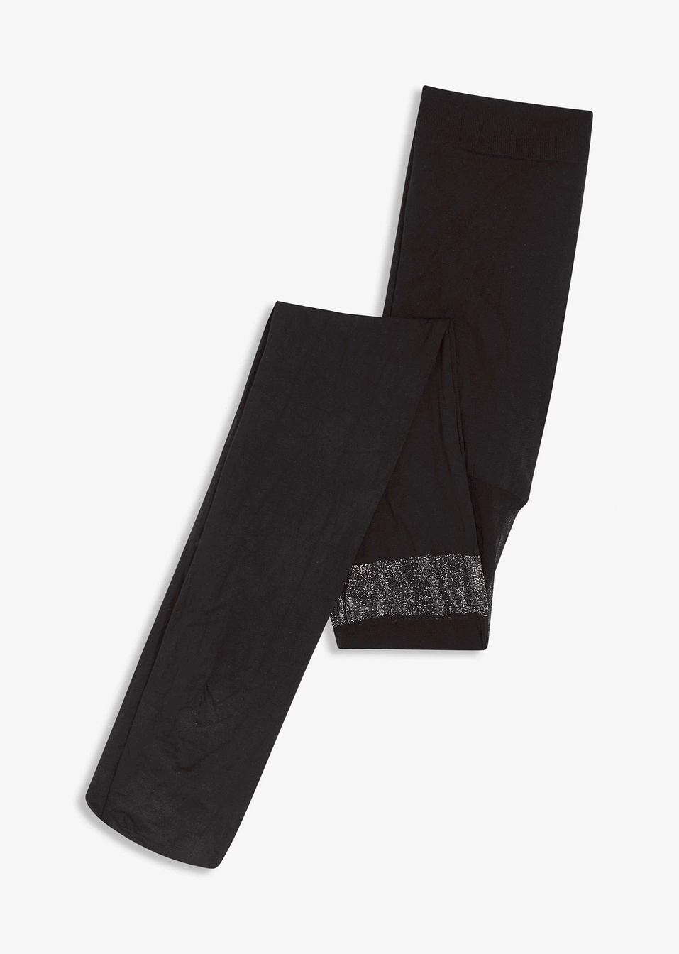 Καλσόν 70 den με μπορντούρα glitter και ανακυκλωμένο πολυαμίδιο-Μαύρο/Ασημί-bonprix