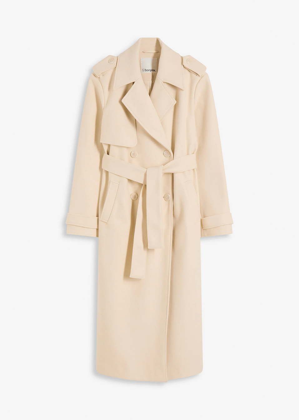 Καμπαρντίνα με μάλλινη εμφάνιση-Μπεζ του χαλικιού-bonprix