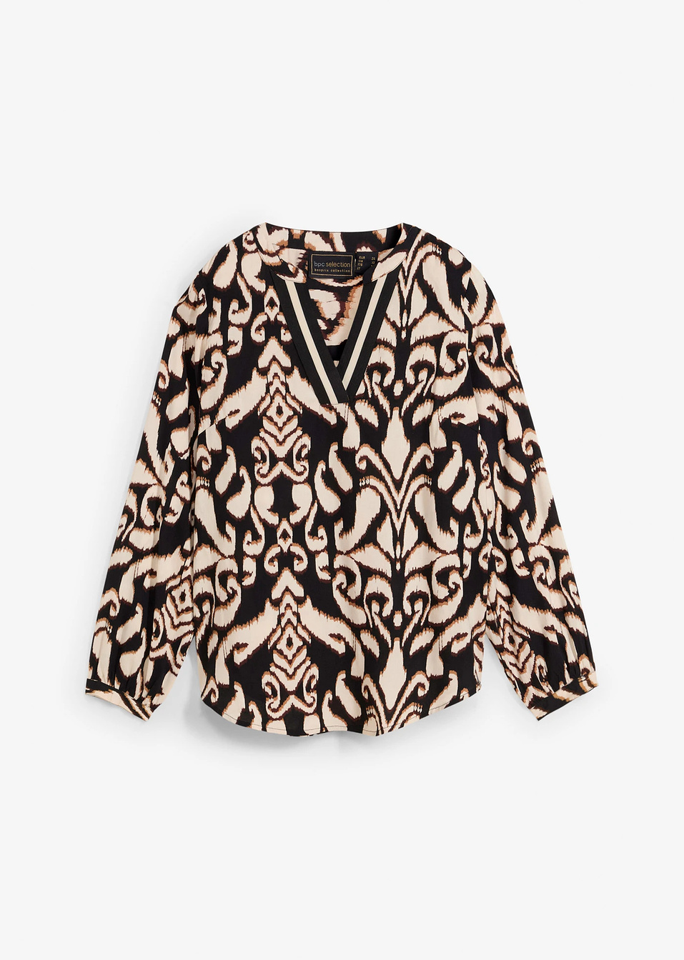 Τουνίκ από χυτή βισκόζη-Μαύρο/Καφέ σκούρο/Καφέ/Γκρι του χαλικιού εμπριμέ-bonprix