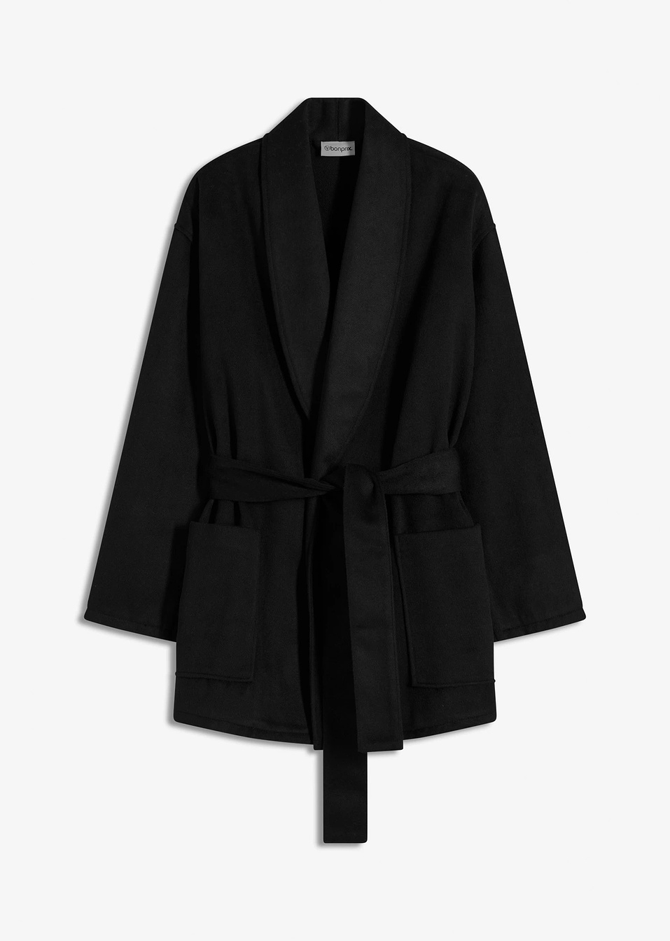 Τζάκετ με μάλλινη εμφάνιση-Μαύρο-bonprix