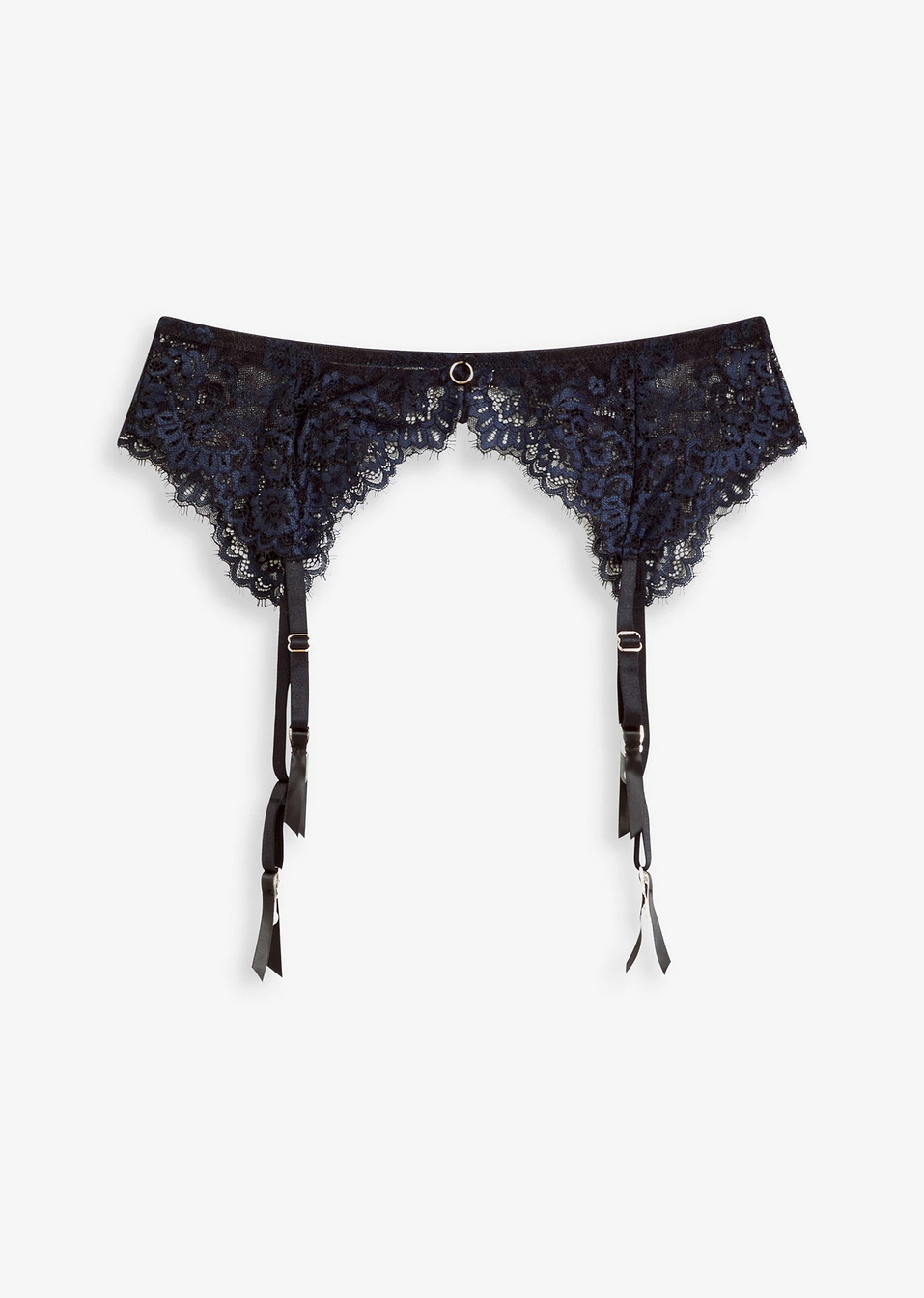 Ζαρτιέρες από λεπτή δαντέλα-Μαύρο/Μπλε σκούρο-bonprix