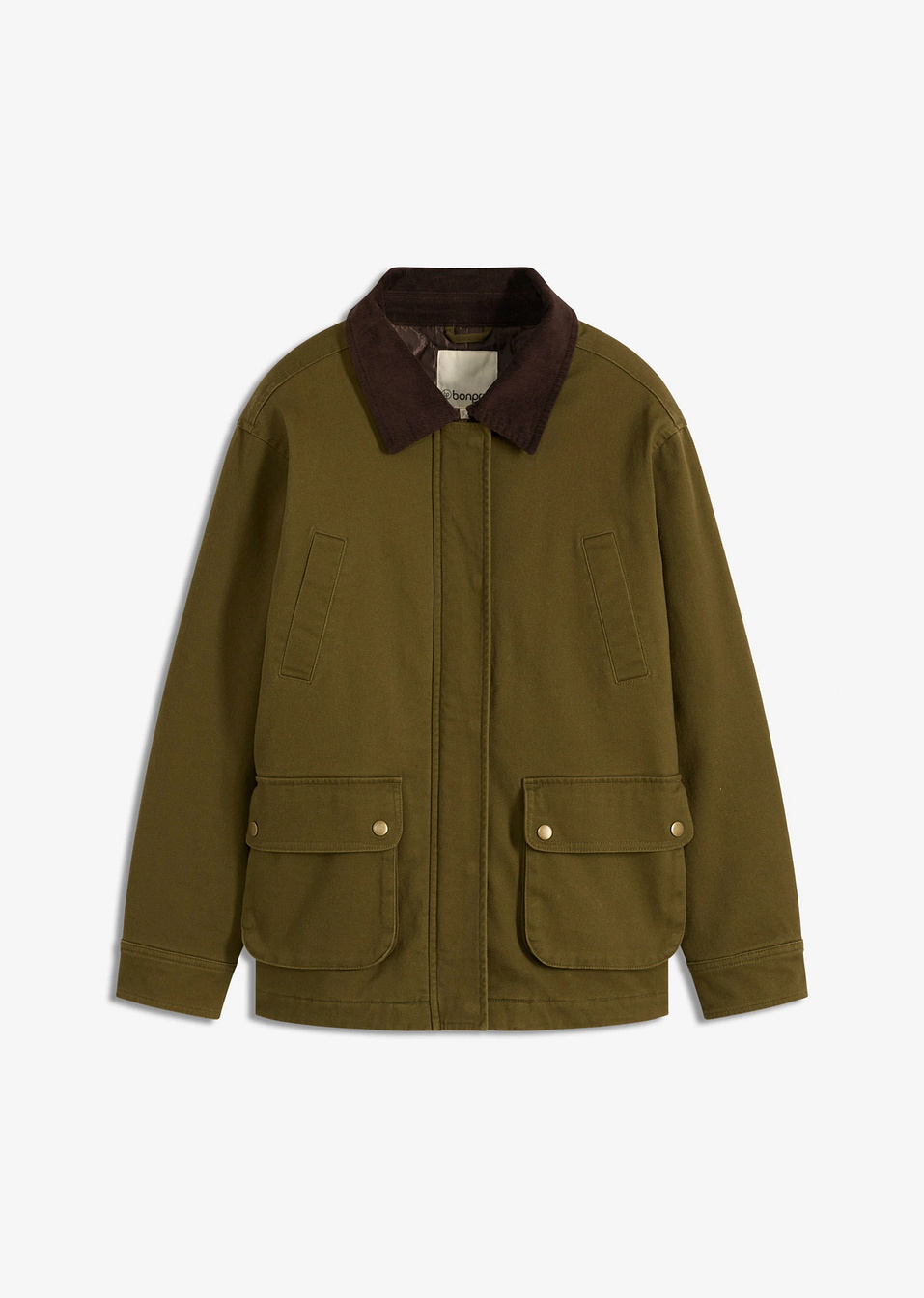 Παρκά oversized-Πράσινο λαδί/Καφέ σκούρο-bonprix