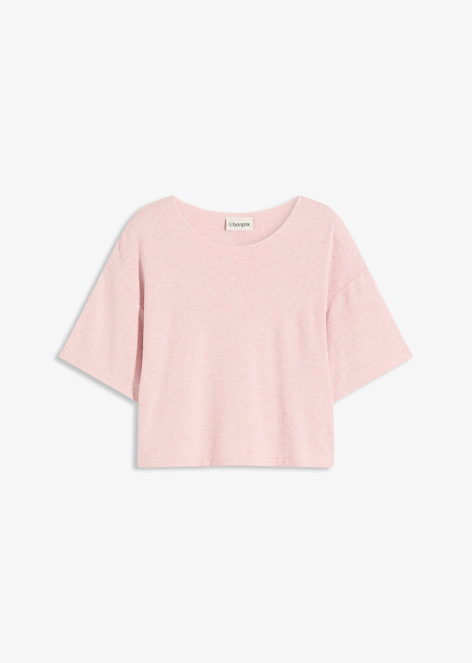 T-shirt boxy cropped-Ροζ φιμέ μελανζέ-bonprix
