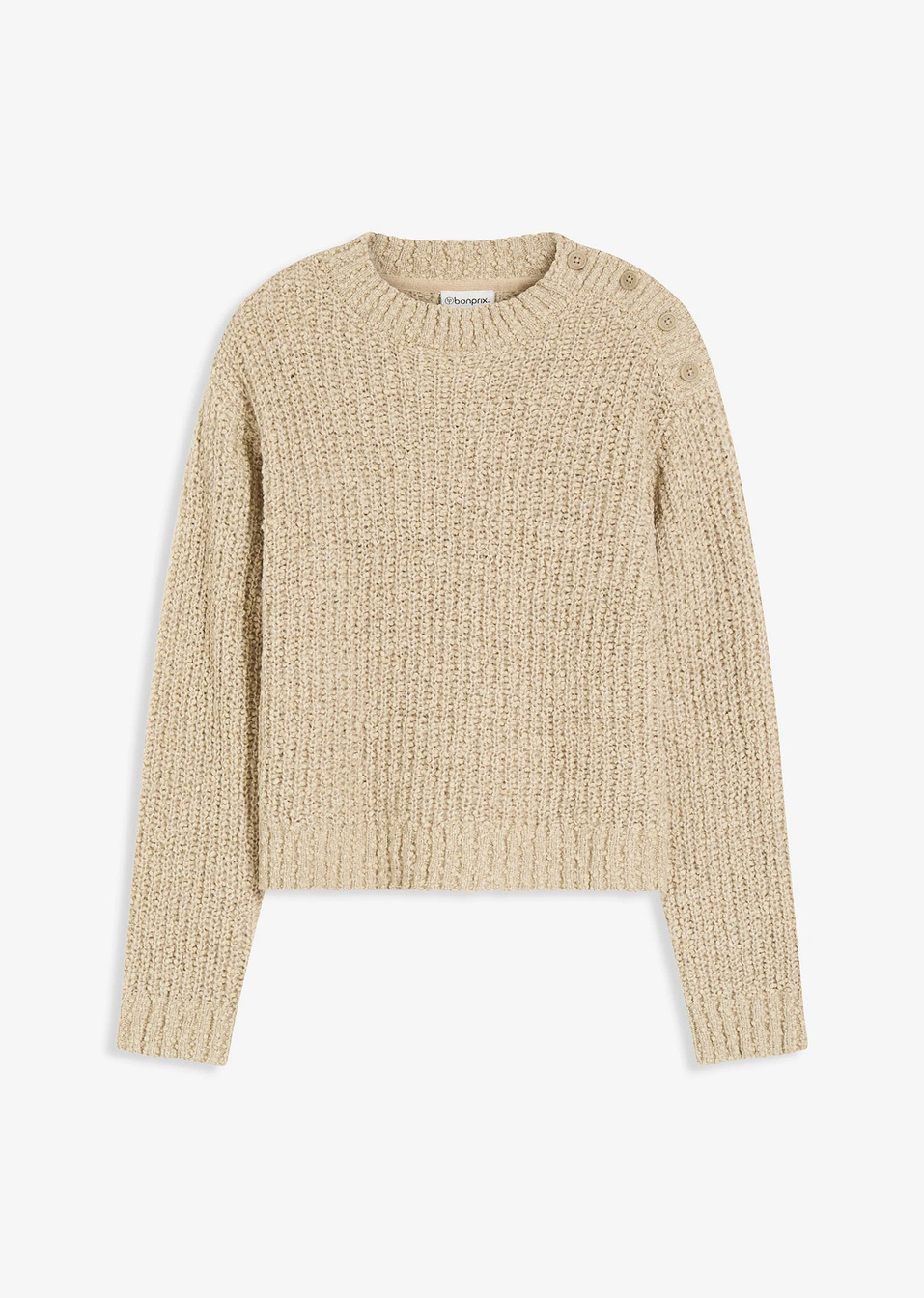 Πουλόβερ από χοντρό νήμα-Πράσινο του καλαμιού μελανζέ-bonprix