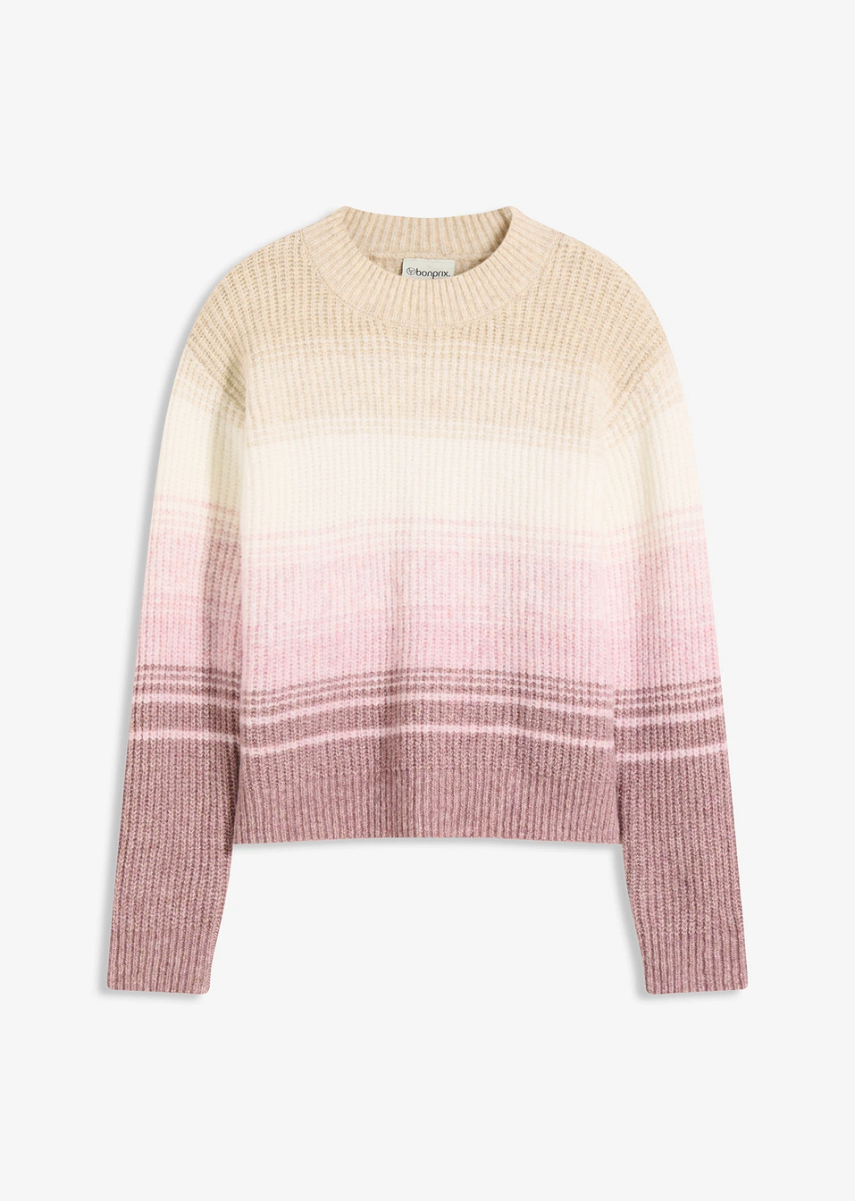 Πουλόβερ-Μπεζ του χαλικιού/Λευκό κρεμ/Ροζ φιμέ/Του σταφυλιού ανοιχτό-bonprix