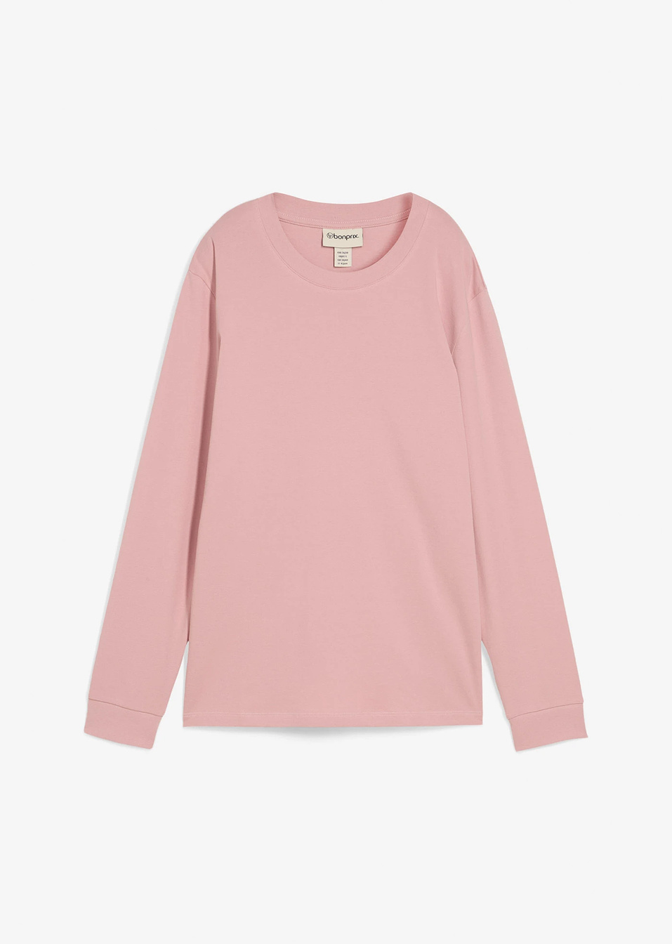 Μακρυμάνικη μπλούζα από καθαρό βιολογικό βαμβάκι-Ροζ φιμέ-bonprix