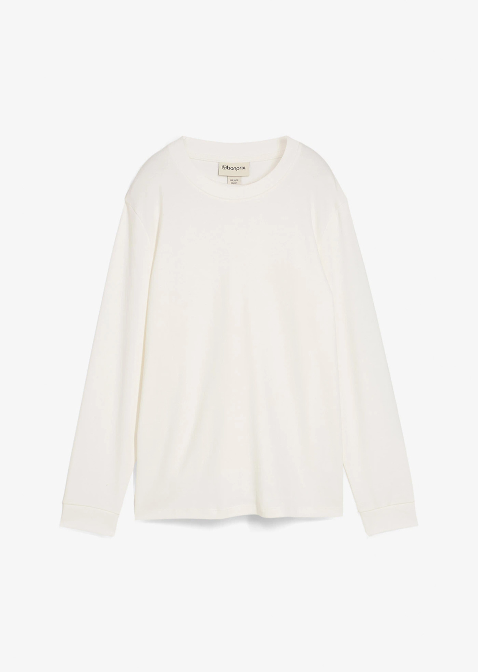 Μακρυμάνικη μπλούζα από καθαρό βιολογικό βαμβάκι-Λευκό κρεμ-bonprix