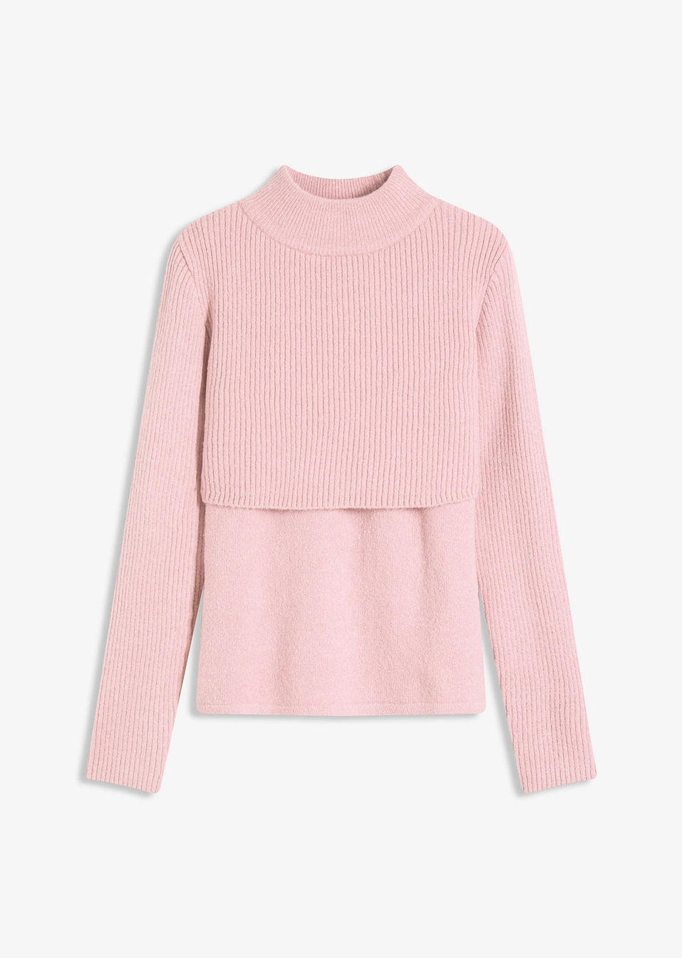 Πουλόβερ με layered look-Ροζ φιμέ/Ροζ ανοιχτό-bonprix