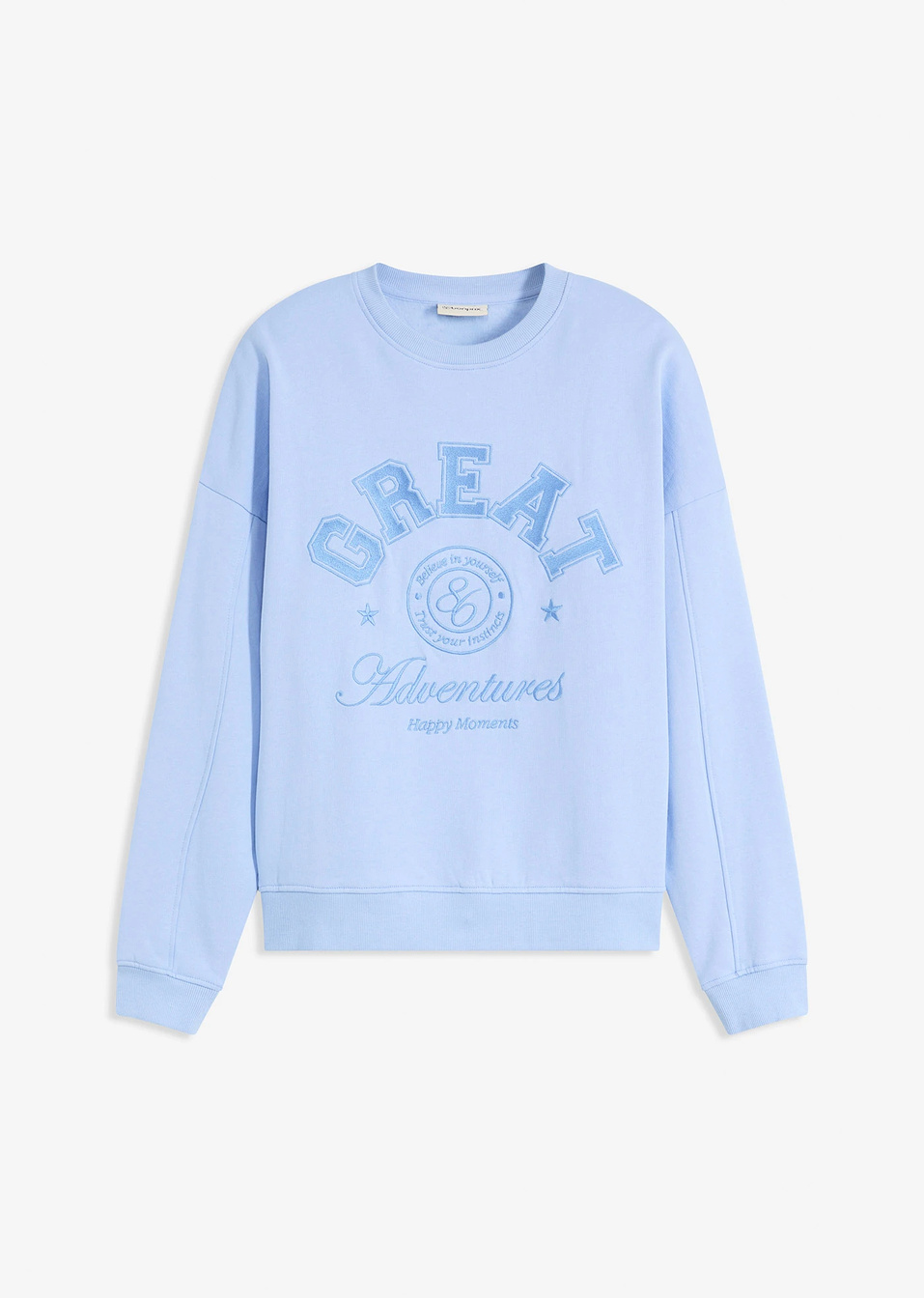 Φούτερ oversized από καθαρό βαμβάκι-Μπλε περλέ-bonprix