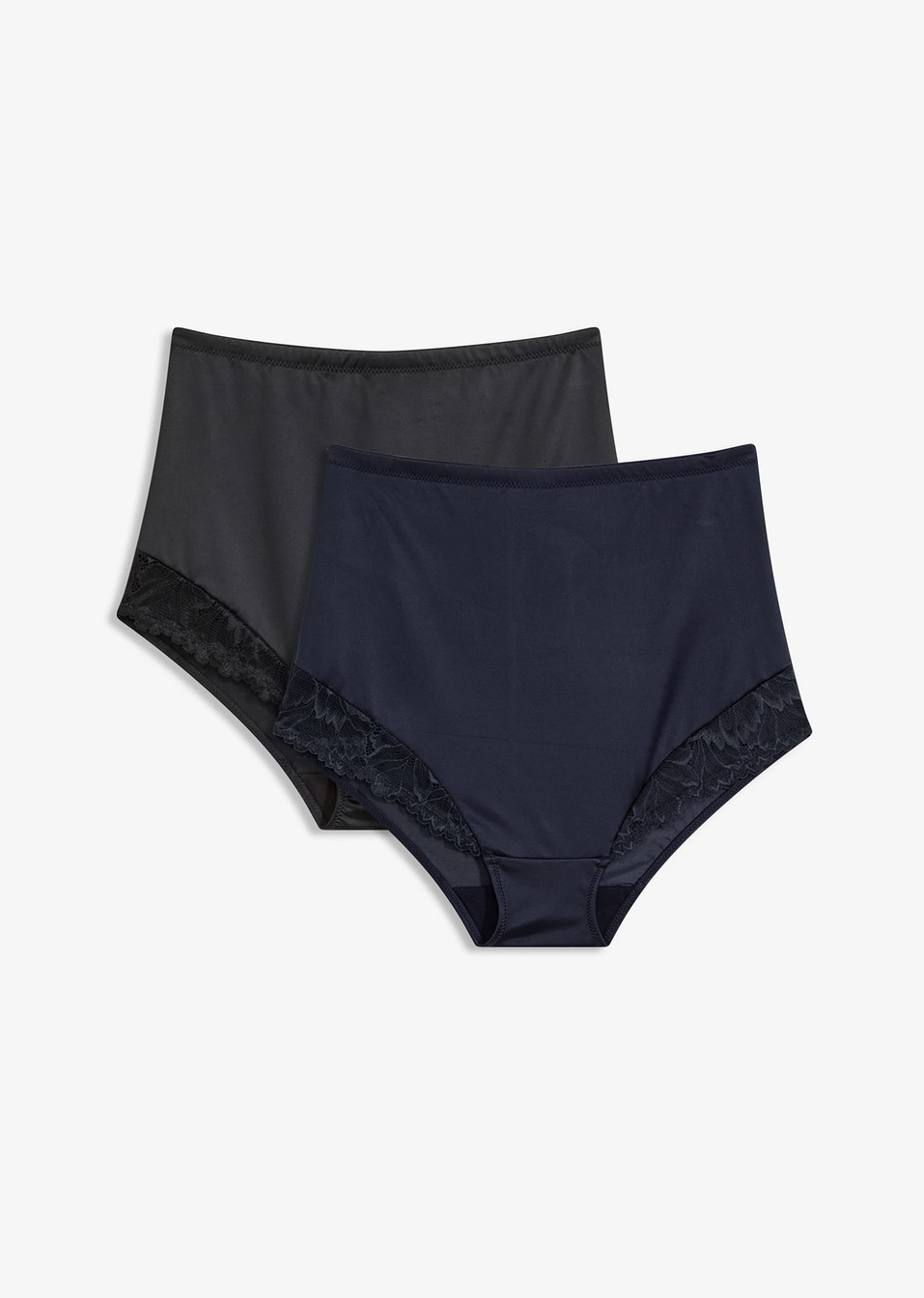 Σλιπ σύσφιγξης με γυαλιστερό look και μεσαίο αποτέλεσμα σμίλευσης (συσκευασία των 2)-Μαύρο/Μπλε της νύχτας-bonprix