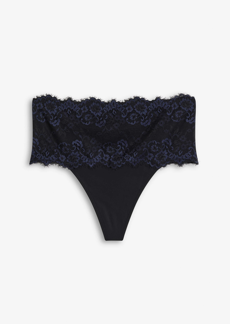 Στρινγκ με δαντέλα και μεσαίο αποτέλεσμα σμίλευσης-Μαύρο-bonprix