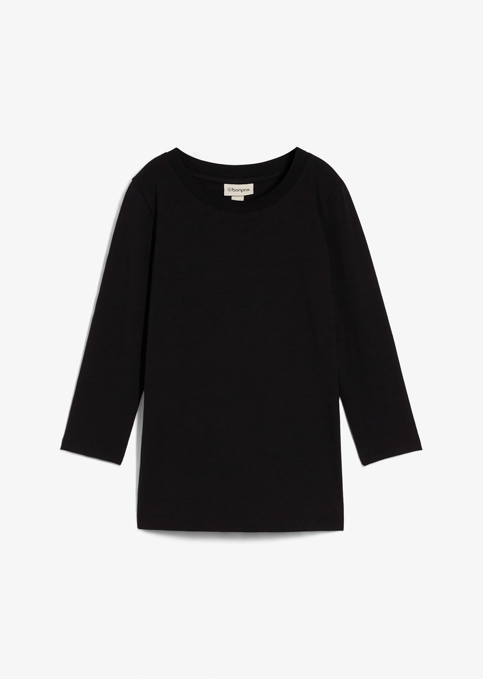 Μπλούζα με μανίκια 3/4 από βιολογικό βαμβάκι-Μαύρο-bonprix