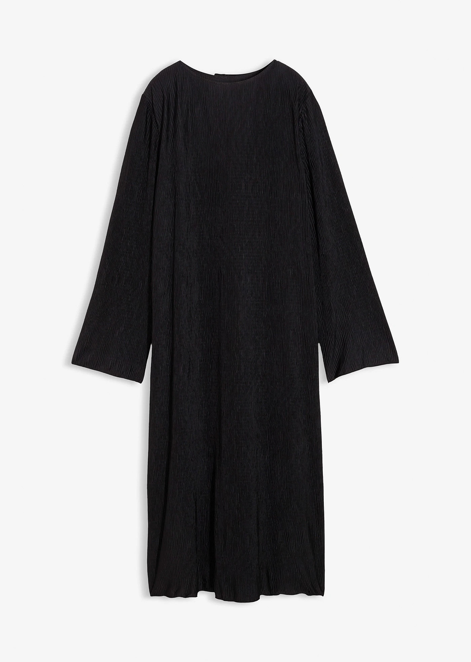 Φόρεμα midi από ανάγλυφο crinkle-Μαύρο-bonprix