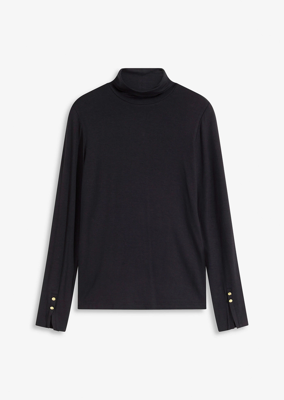 Μπλούζα ζιβάγκο με διακοσμητικά κουμπιά-Μαύρο-bonprix