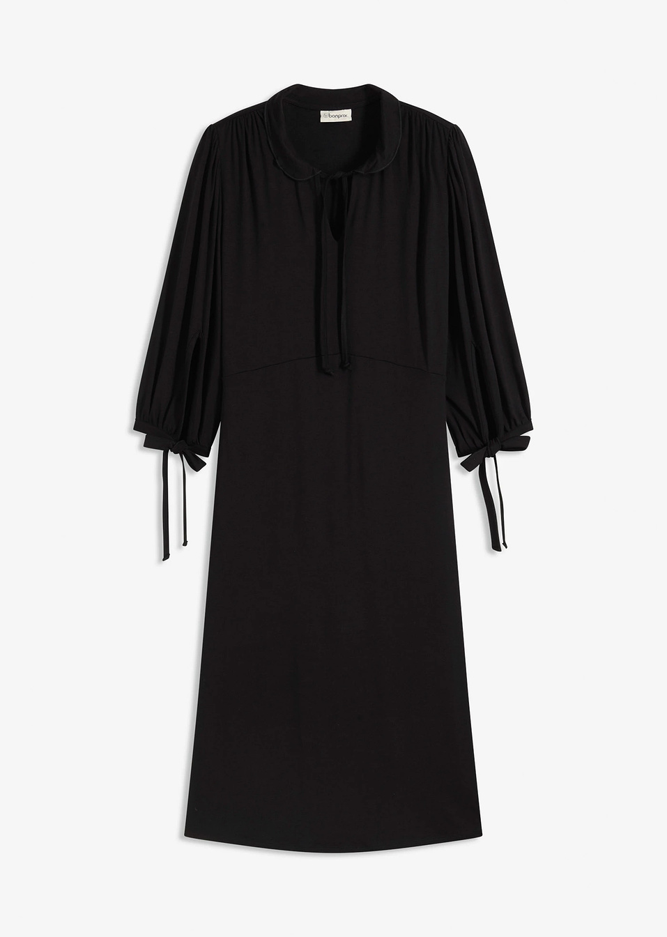 Φόρεμα ζέρσεϊ από σύμμεικτη βισκόζη-Μαύρο-bonprix