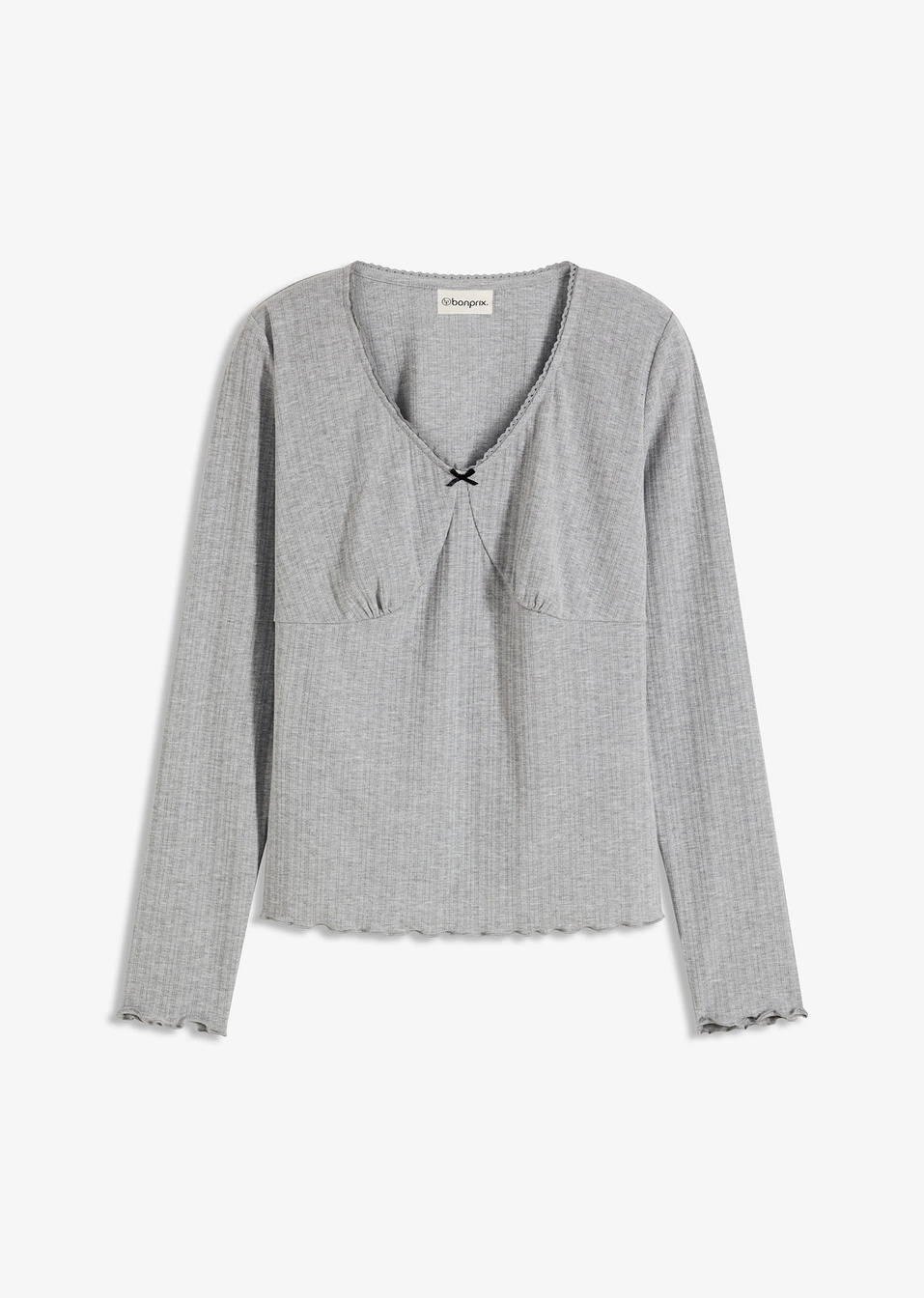 Μπλούζα ριμπ-Γκρι ανοιχτό μελανζέ-bonprix